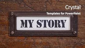  Presentation with cabinet - Presentation design with document unique - my story - file cabinet background and a tawny brown colored foreground