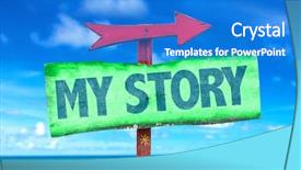  Presentation with story - Colorful slide set enhanced with my story sign with beach background backdrop and a cobalt blue colored foreground
