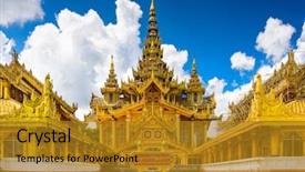  Presentation with golden palace - Colorful PPT layouts enhanced with myanmar at kambawzathardi golden palace backdrop and a gold colored foreground