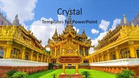  Presentation with golden palace - Slide set having myanmar at kambawzathardi golden palace background and a light blue colored foreground