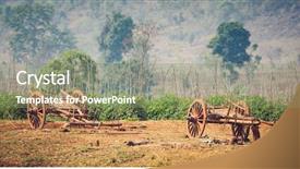  Presentation with scene - Theme consisting of myanmar rural scene with oxcart background and a seafoam green colored foreground