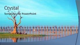  Presentation with destination - Slides consisting of myanmar u bein teak bridge background and a arctic colored foreground