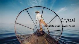  Presentation with faded - Slide deck with myanmar view from boat background and a light gray colored foreground