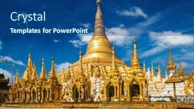  Presentation with shwedagon pagoda - Theme featuring myanmer-famous-sacred-place and a ocean colored foreground