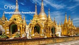  Presentation with shwedagon pagoda - Presentation theme consisting of myanmer-famous-sacred-place and a ocean colored foreground
