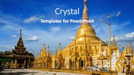  Presentation with shwedagon pagoda - PPT layouts with myanmer-famous-sacred-place background and a teal colored foreground