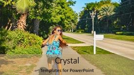  Presentation with back pack tourism - Slide deck with  background and a  colored foreground