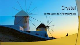  Presentation with cyclades - Presentation theme featuring mykonos island at sundown background and a  colored foreground