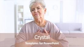  Presentation with heart attack - Slide set featuring myocardial - elderly woman having heart attack background and a coral colored foreground