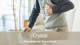  Presentation with illness - Presentation featuring myocardial - senior man suffering from illness background and a coral colored foreground