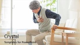  Presentation with illness - Presentation design having myocardial - senior man suffering from illness background and a mint green colored foreground