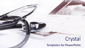  Presentation with cardiology - Amazing theme having exercise cardiology - stethoscope on the top backdrop and a sky blue colored foreground