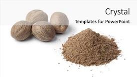  Presentation with seeds - Cool new PPT theme with myristica fragrans - heap of ground nutmeg powder backdrop and a white colored foreground
