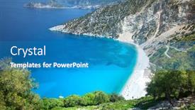  Presentation with island - PPT layouts with myrtos-beach-kefalonia-island-greece background and a teal colored foreground