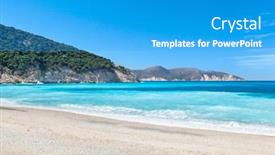  Presentation with island - Theme enhanced with myrtos-beach-kefalonia-island-greece background and a teal colored foreground
