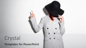  Presentation with black woman - Slides with mysterious-fashion-young-woman background and a light gray colored foreground