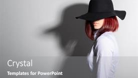  Presentation with advertising - Audience pleasing PPT layouts consisting of mysterious-fashion-young-woman backdrop and a gray colored foreground