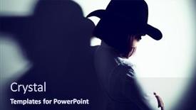  Presentation with advertising - PPT theme consisting of mysterious-fashion-young-woman background and a navy blue colored foreground