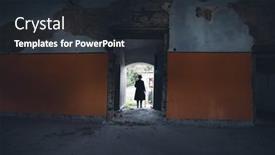  Presentation with abandoned - Presentation theme having mysterious-figure-wearing-a-long background and a wine colored foreground