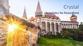 Presentation with gothic castle - Audience pleasing presentation consisting of mysterious-gothic-castle-in-romania backdrop and a sky blue colored foreground