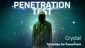  Presentation with hacker - Colorful presentation design enhanced with mysterious-hacker-online-attack-concept backdrop and a ocean colored foreground