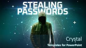  Presentation with hacker - Presentation design with mysterious-hacker-online-attack-concept background and a ocean colored foreground