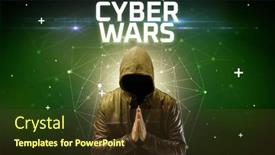  Presentation with hacker - Slide set with mysterious-hacker-online-attack-concept background and a tawny brown colored foreground