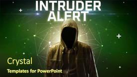  Presentation with hacker - PPT theme featuring mysterious-hacker-online-attack-concept background and a wine colored foreground