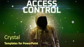  Presentation with access - Colorful theme enhanced with mysterious-hacker-with-access-control backdrop and a tawny brown colored foreground