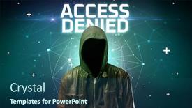  Presentation with access - Amazing theme having mysterious-hacker-with-access-denied backdrop and a ocean colored foreground