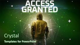  Presentation with access - Cool new PPT theme with mysterious-hacker-with-access-granted backdrop and a tawny brown colored foreground