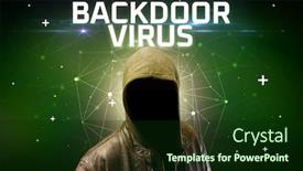  Presentation with virus - Colorful presentation enhanced with mysterious-hacker-with-backdoor-virus backdrop and a forest green colored foreground