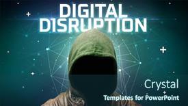  Presentation with disruption - PPT theme featuring mysterious-hacker-with-digital-disruption background and a ocean colored foreground