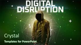  Presentation with disruption - Presentation theme enhanced with mysterious-hacker-with-digital-disruption background and a tawny brown colored foreground