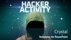  Presentation with activity - Colorful theme enhanced with mysterious-hacker-with-hacker-activity backdrop and a ocean colored foreground