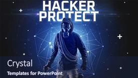  Presentation with hacker - Audience pleasing theme consisting of mysterious-hacker-with-hacker-protect backdrop and a navy blue colored foreground