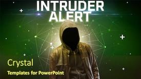  Presentation with security alert - PPT layouts consisting of mysterious-hacker-with-intruder-alert background and a tawny brown colored foreground