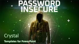  Presentation with password security - Colorful presentation theme enhanced with mysterious-hacker-with-password-insecure backdrop and a tawny brown colored foreground