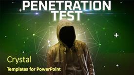  Presentation with hacker - Colorful presentation enhanced with mysterious-hacker-with-penetration-test backdrop and a tawny brown colored foreground