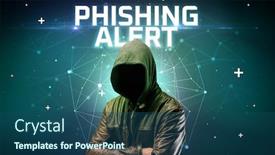  Presentation with security alert - Audience pleasing slide deck consisting of mysterious-hacker-with-phishing-alert backdrop and a ocean colored foreground