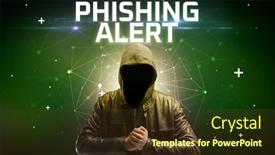  Presentation with security alert - Colorful PPT theme enhanced with mysterious-hacker-with-phishing-alert backdrop and a tawny brown colored foreground