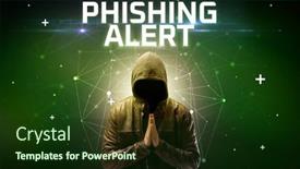  Presentation with security alert - Audience pleasing theme consisting of mysterious-hacker-with-phishing-alert backdrop and a tawny brown colored foreground