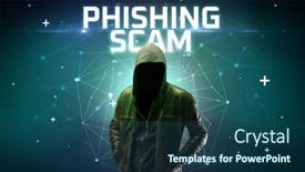  Presentation with scam - PPT layouts enhanced with mysterious-hacker-with-phishing-scam background and a ocean colored foreground