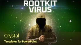  Presentation with virus - PPT theme enhanced with mysterious-hacker-with-rootkit-virus background and a tawny brown colored foreground