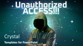  Presentation with access - Audience pleasing slide set consisting of mysterious-hacker-with-unauthorized-access backdrop and a ocean colored foreground