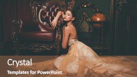  Presentation with lady - Presentation theme enhanced with mysterious lady in a fluffy background and a coral colored foreground