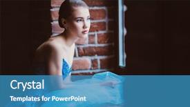  Presentation with fairy tale - Theme consisting of mysterious lady in a fluffy background and a teal colored foreground