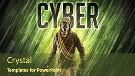 Presentation with cyber security - Amazing presentation theme having mysterious-man-with-cyber-inscription backdrop and a tawny brown colored foreground