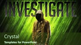  Presentation with investigate - Amazing slide set having mysterious-man-with-investigate-inscription backdrop and a tawny brown colored foreground
