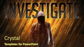  Presentation with investigate - Beautiful presentation design featuring mysterious-man-with-investigate-inscription backdrop and a tawny brown colored foreground